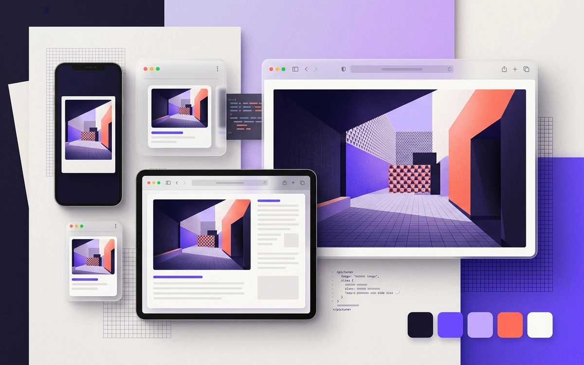 One photo shown at three widths on a phone, tablet, and desktop