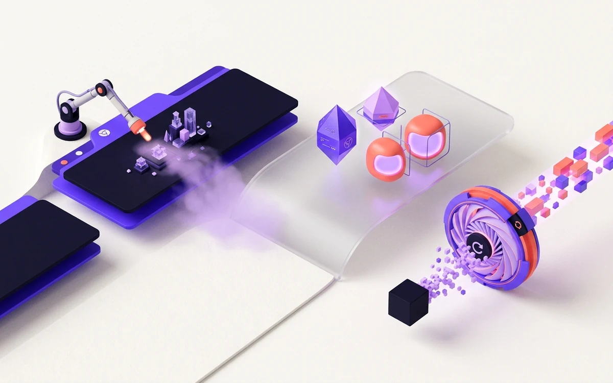 Abstract editorial illustration for Chrome Favicons: Tabs, Android, PWAs, and Cache Checks