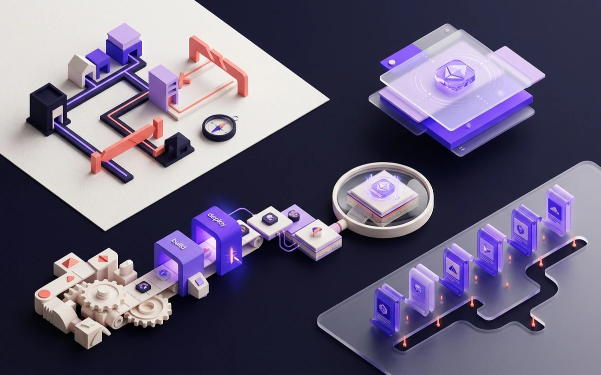 Abstract editorial illustration for Cloudflare Pages Favicons: Assets, Headers and Cache