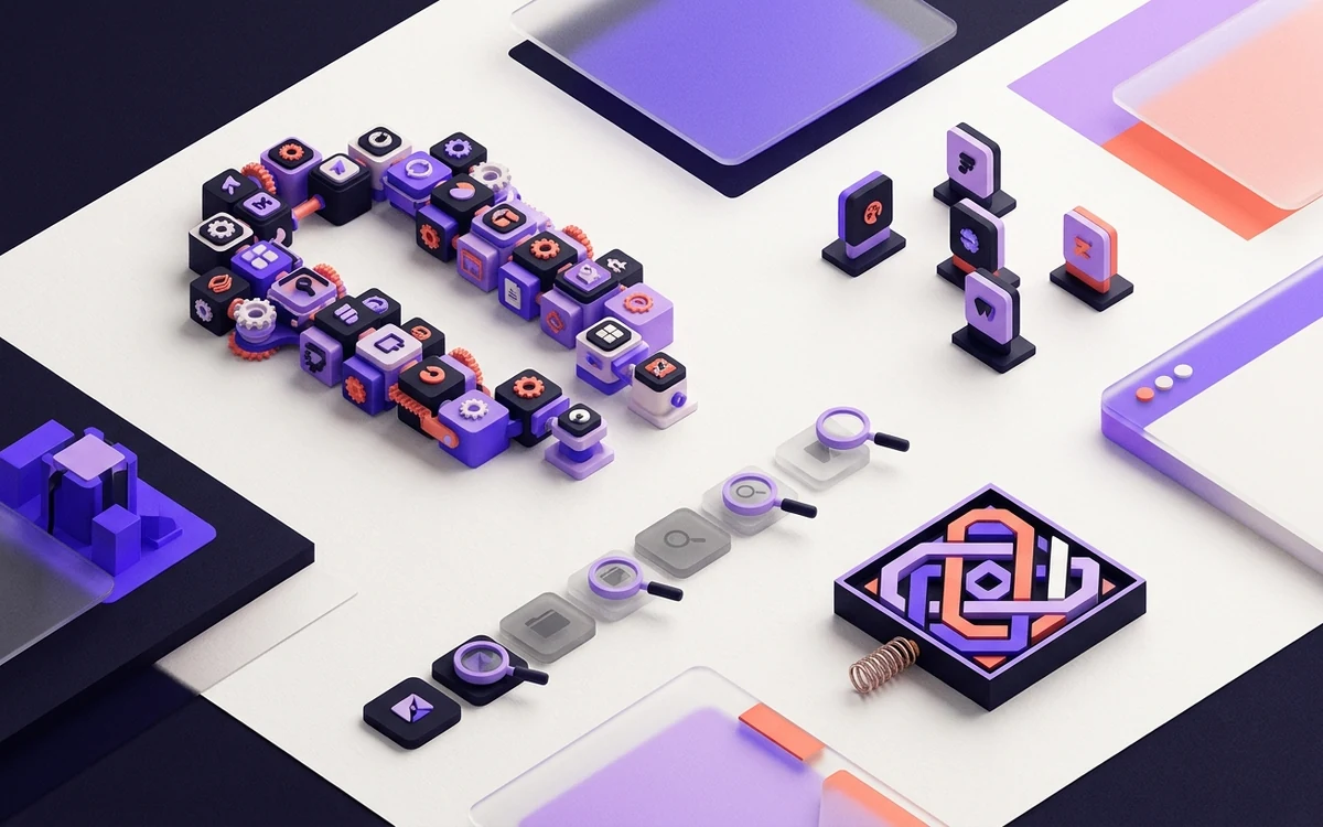 Abstract editorial illustration for Dark Mode Favicons Without Invisible Logos