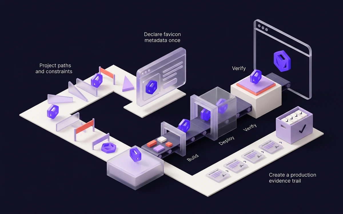 Abstract editorial illustration for Django Favicon Guide: Static Files, Routes & HTML