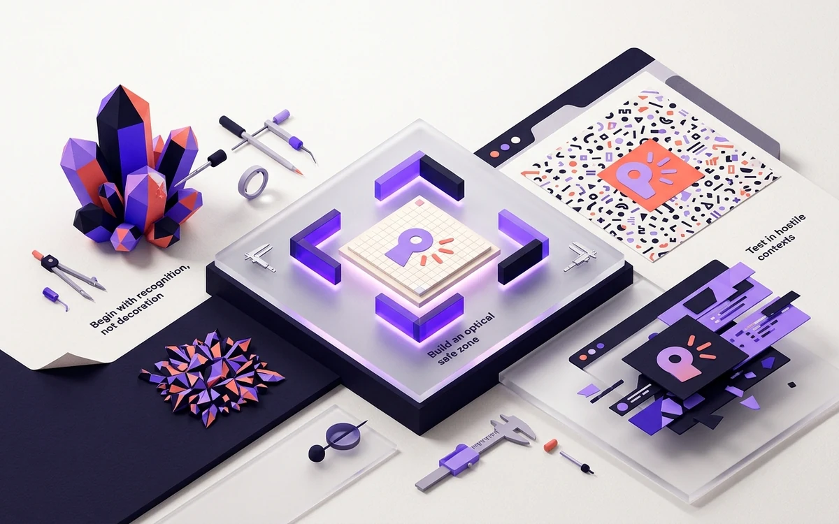Abstract editorial illustration for How to Design a Favicon That Survives 16×16