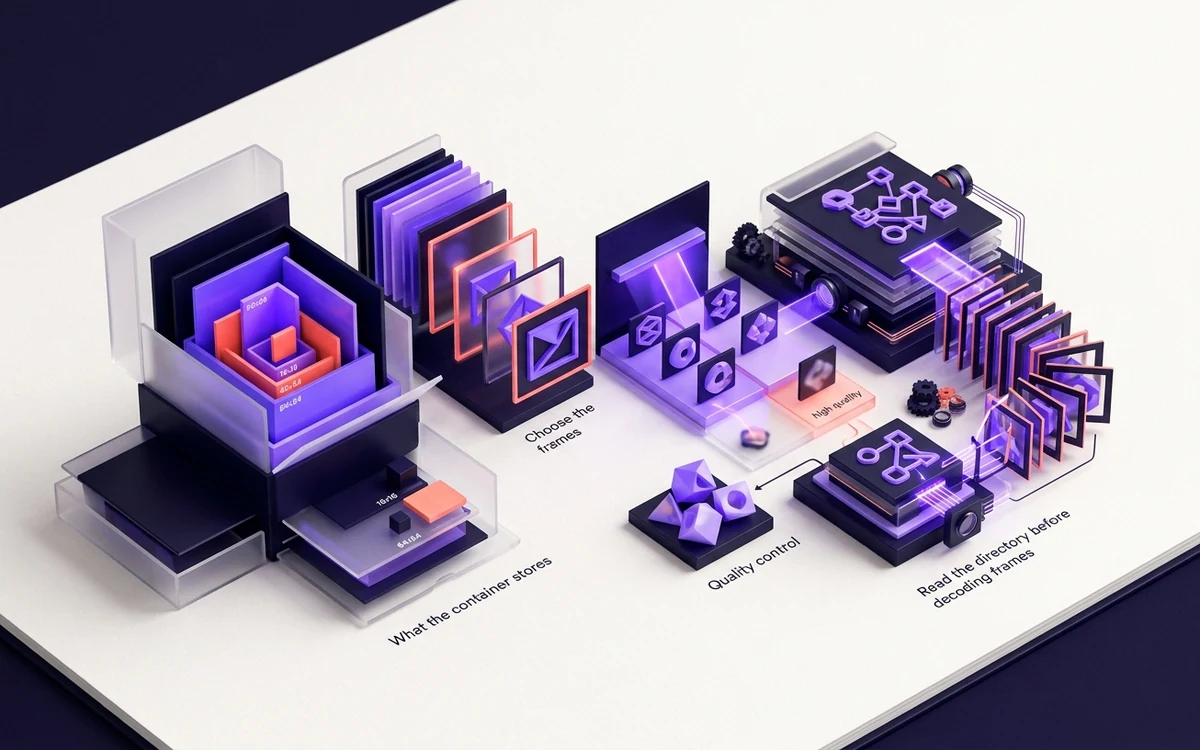 Abstract editorial illustration for Favicon ICO Format: Inside Multi-Resolution Icon Files