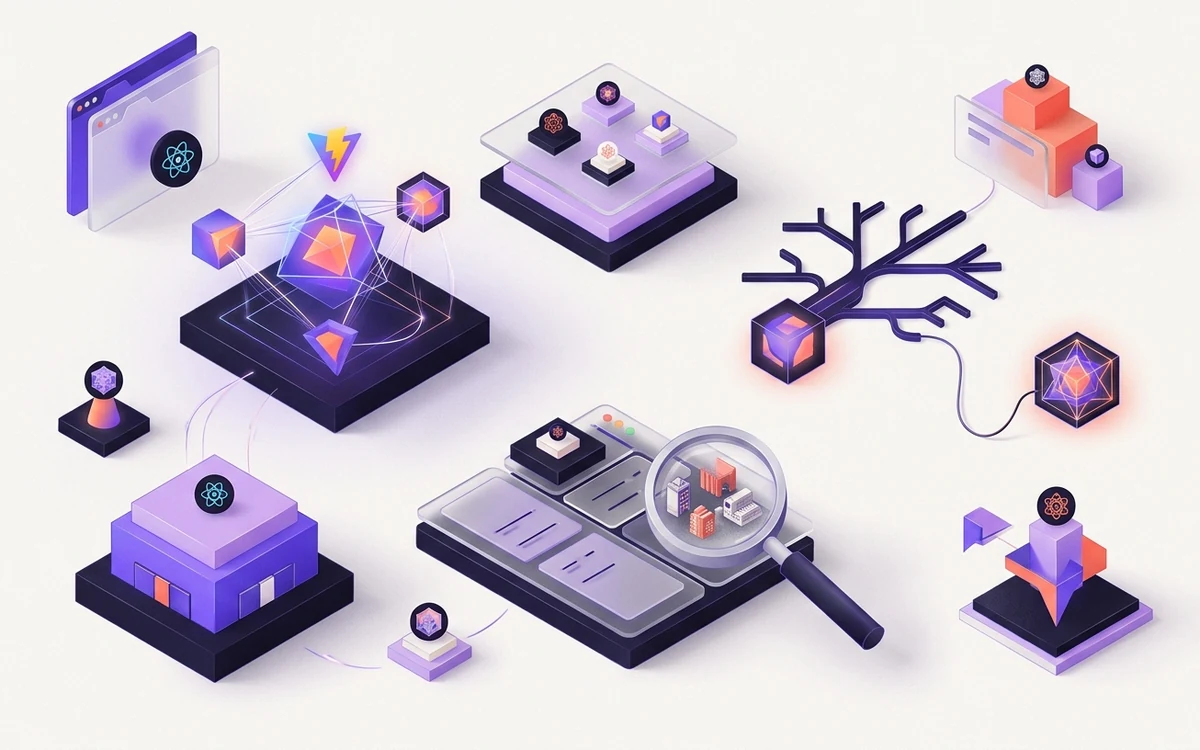 Abstract editorial illustration for How to Add a Favicon to React and Vite