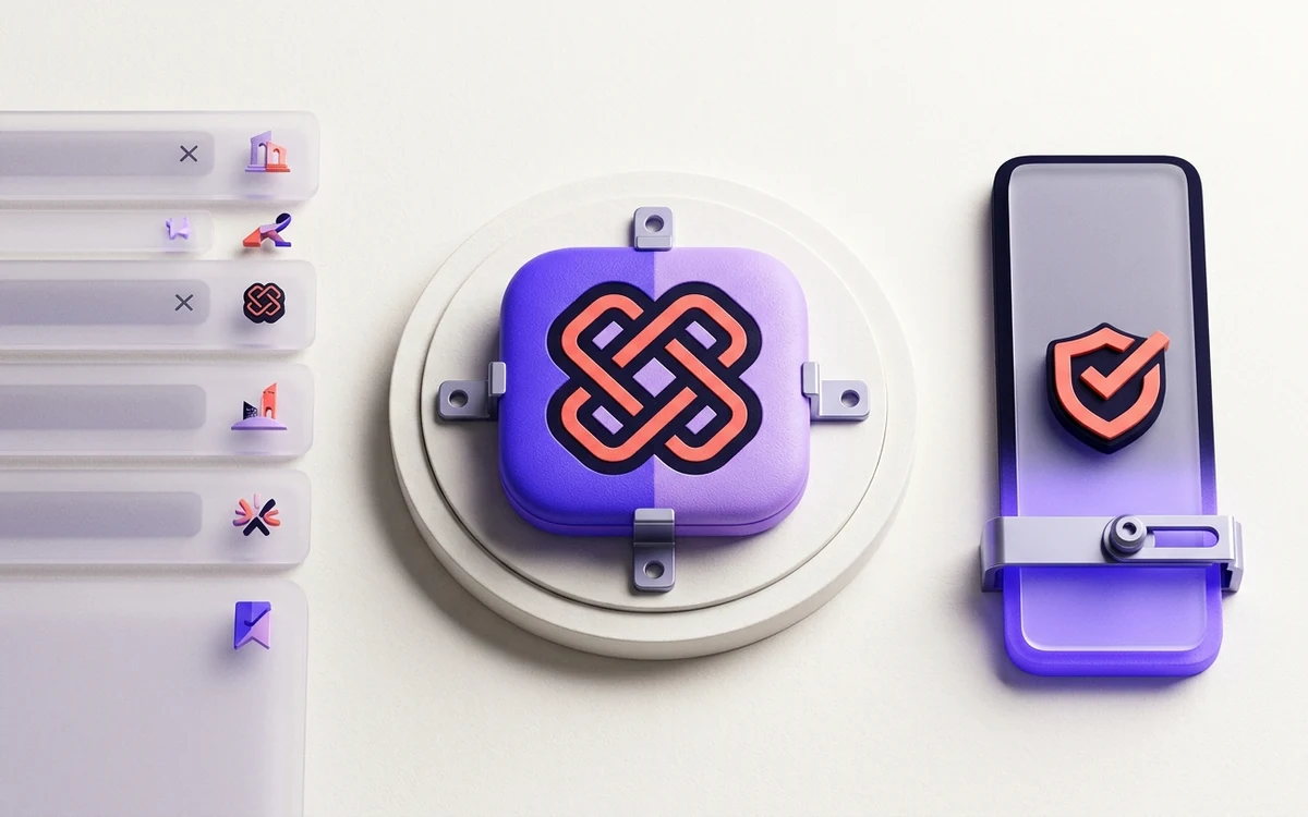 Abstract editorial illustration for Safari Favicons: Tabs, Pinned Tabs, and Apple Touch Icons
