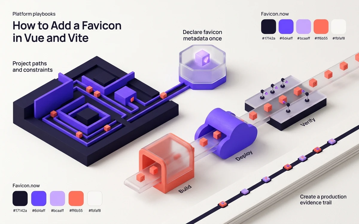 Abstract editorial illustration for How to Add a Favicon in Vue and Vite
