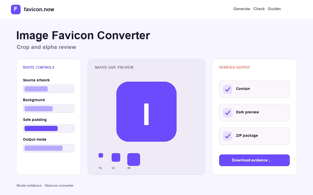 Image to Favicon Converter interface and production output preview